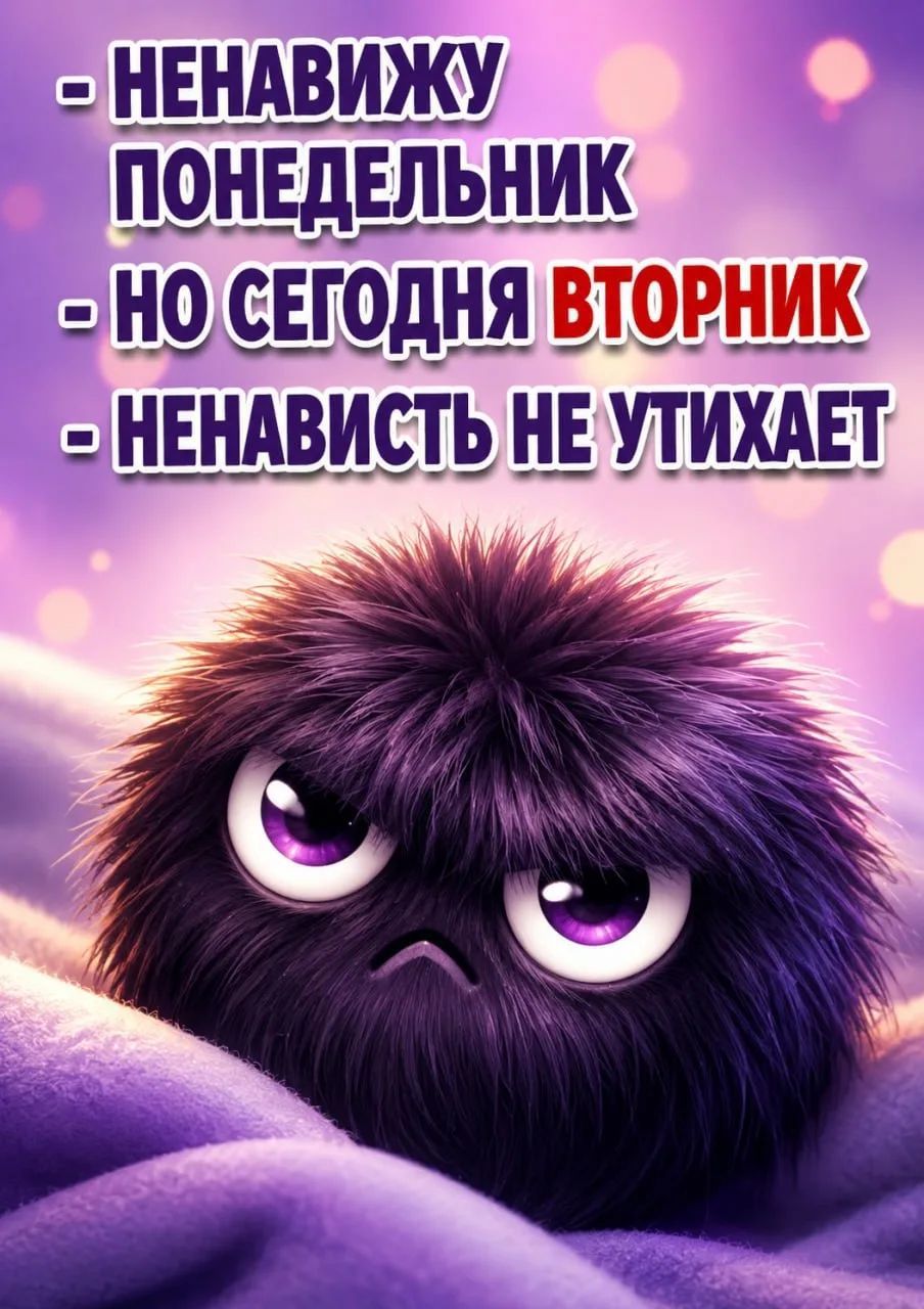 НЕНАВИЖУ ПОНДЕЛЬНИК - НО СЕГОДНЯ ВТОРНИК - НЕНАВИСТЬ НЕ УТИХАЕТ