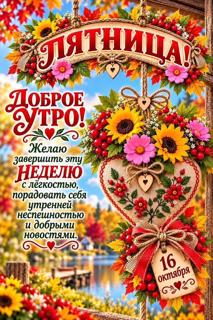 Пятница! Доброе утро! Желаю завершить эту неделю с лёгкостью, порадовать себя утренней неспешностью и добрыми новостями. 16 октября