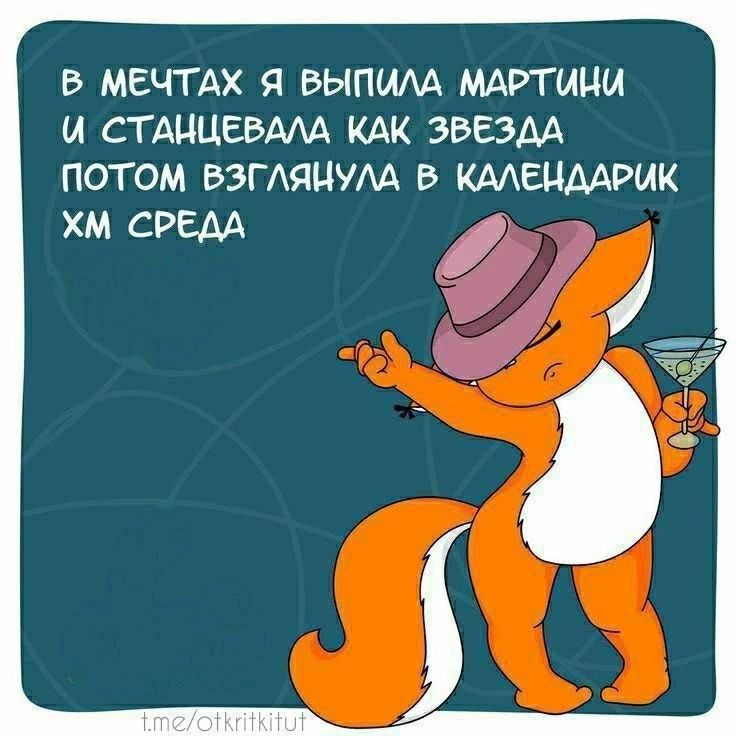 В мечтах я выпила мартини и станцевала как звезда потом взглянула в календарик хм среда