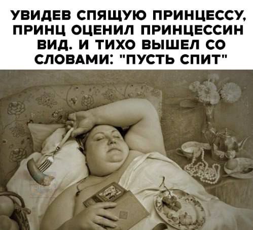 УВИДЕВ СПЯЩУЮ ПРИНЦЕССУ, ПРИНЦ ОЦЕНИЛ ПРИНЦЕССИН ВИД. И ТИХО ВЫШЕЛ СО СЛОВАМИ: 