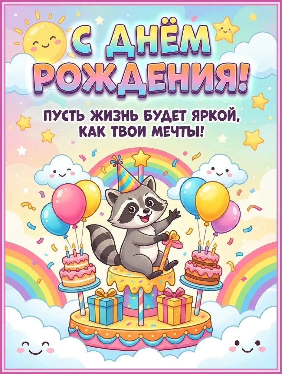 С ДНЁМ РОЖДЕНИЯ! ПУСТЬ ЖИЗНЬ БУДЕТ ЯРКОЙ, КАК ТВОИ МЕЧТЫ!