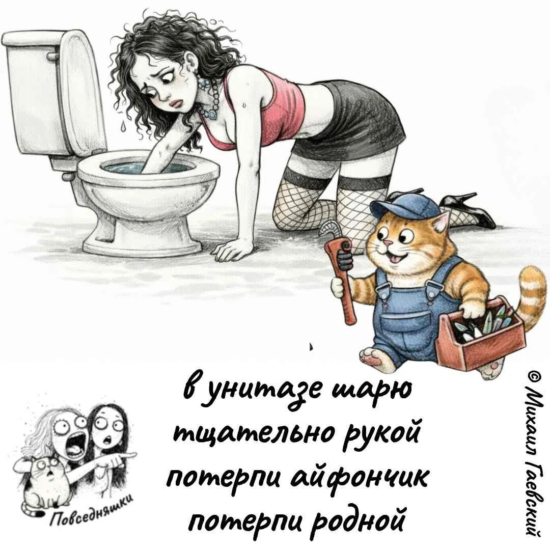 в унитазе шарю тщательно рукой потерпи айфончик потерпи родной Повседневняшки © Михаил Гаевский
