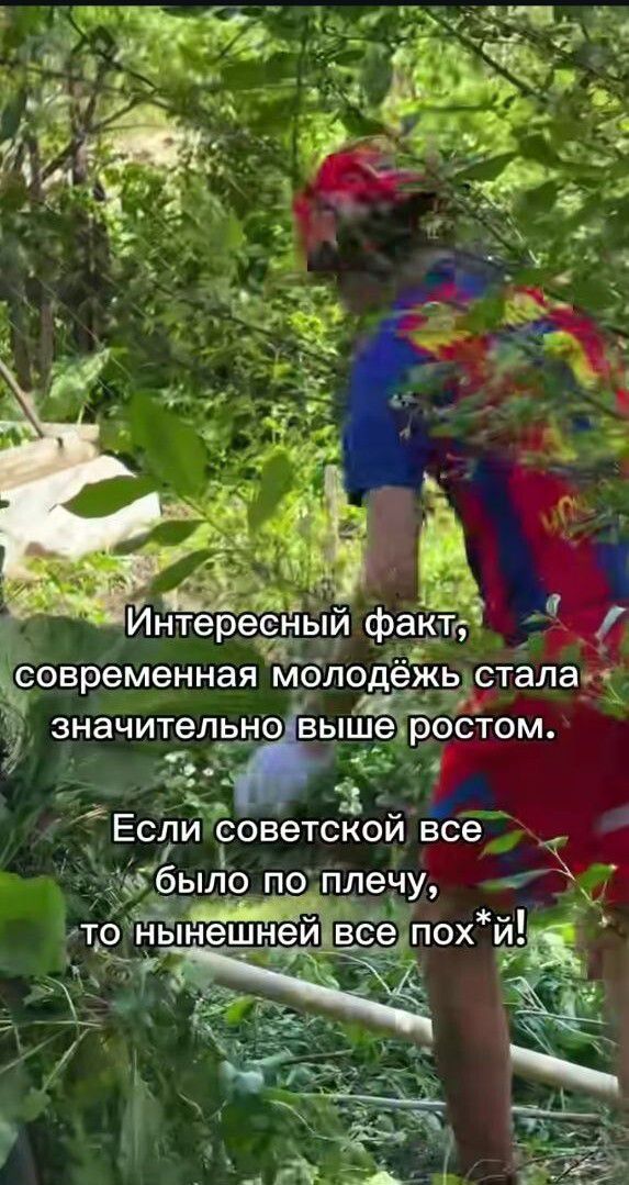 Интересный факт, современная молодёжь стала значительно выше ростом. Если советской все было по плечу, то нынешней все пох*й!