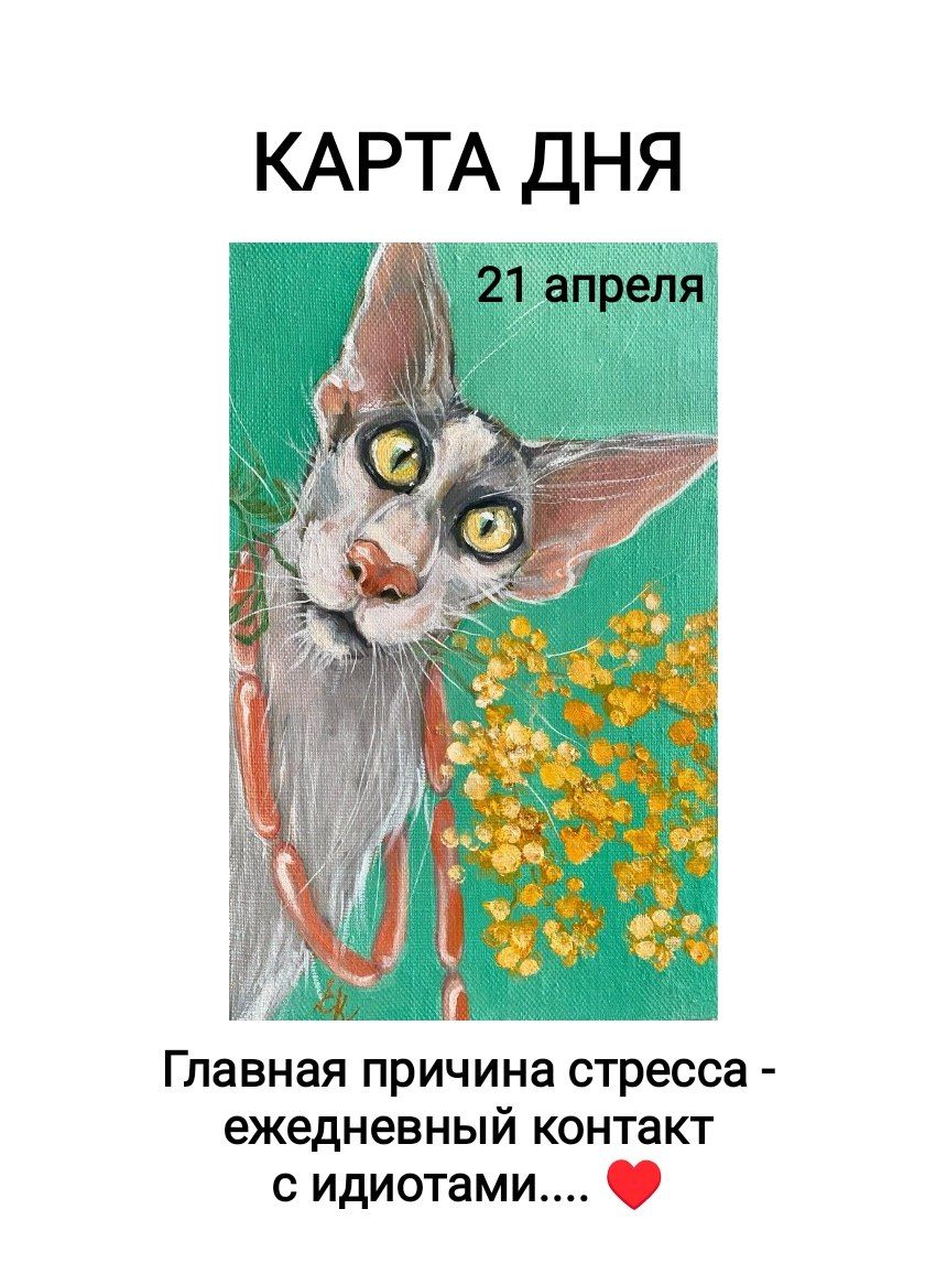 КАРТА ДНЯ 21 апреля Главная причина стресса - ежедневный контакт с идиотами....