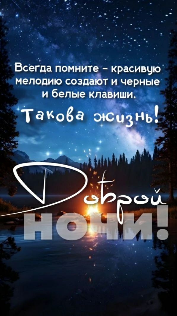 Всегда помните – красивую мелодию создают и черные и белые клавиши. Такова жизнь! Доброй ночи!