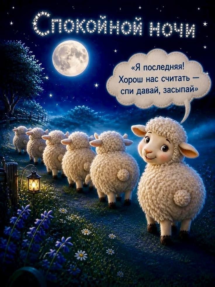 Спокойной ночи. Я последняя! Хорош нас считать — спи давай, засыпай