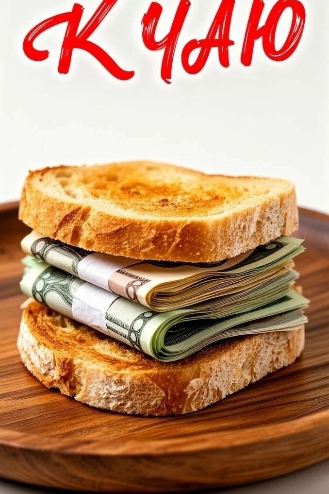 К ЧАЮ. Бутерброд из тостов и денег.