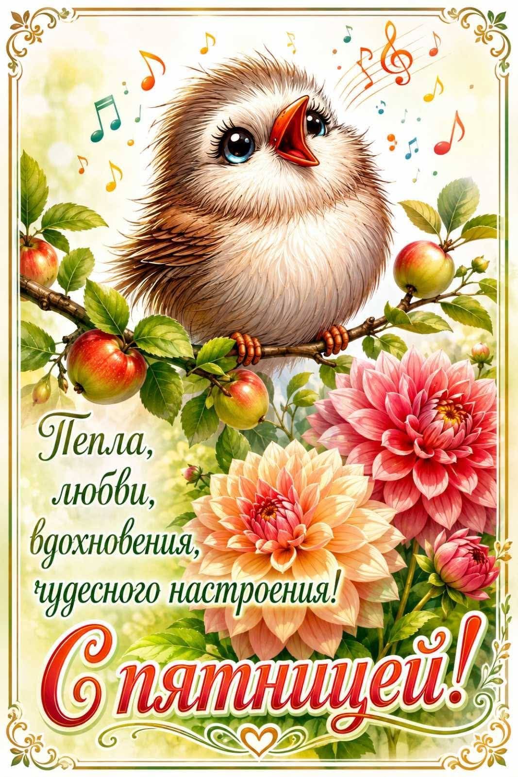Тепла, любви, вдохновения, чудесного настроения! С пятницей!