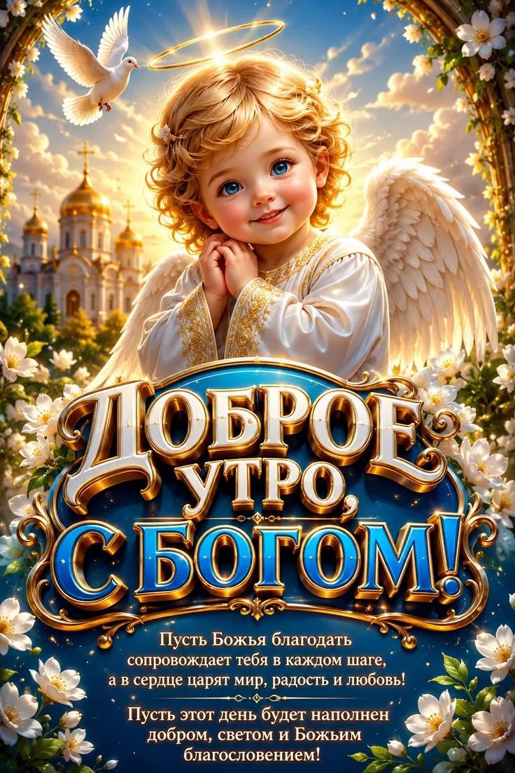 ДОБРОЕ УТРО, С БОГОМ! Пусть Божья благодать сопровождает тебя в каждом шаге, а в сердце царят мир, радость и любовь! Пусть этот день будет наполнен добром, светом и Божьим благословением!
