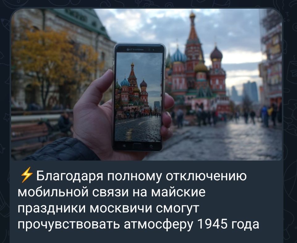 Благодаря полному отключению мобильной связи на майские праздники москвичи смогут прочувствовать атмосферу 1945 года