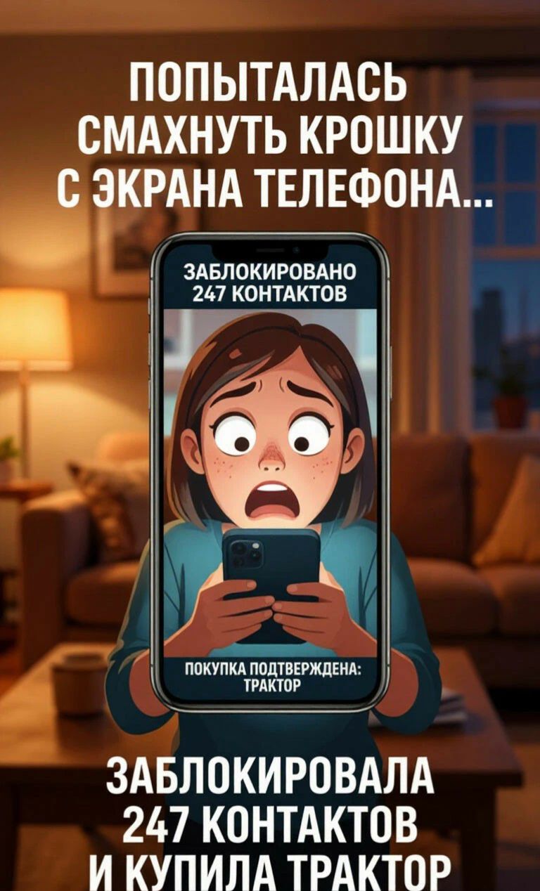 ПОПЫТАЛАСЬ СМАХНУТЬ КРОШКУ С ЭКРАНА ТЕЛЕФОНА... ЗАБЛОКИРОВАНО 247 КОНТАКТОВ ПОКУПКА ПОДТВЕРЖДЕНА: ТРАКТОР ЗАБЛОКИРОВАЛА 247 КОНТАКТОВ И КУПИЛА ТРАКТОР