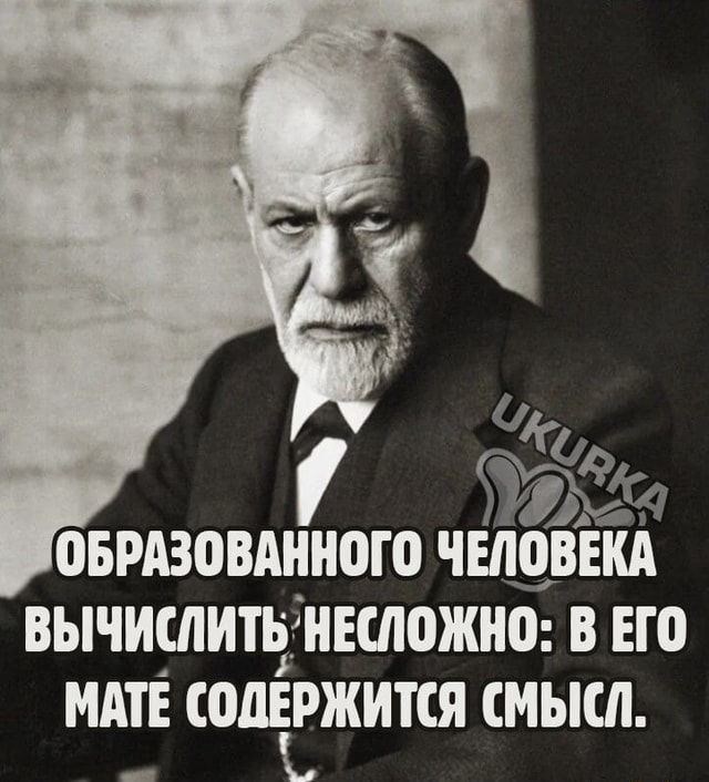 ОБРАЗОВАННОГО ЧЕЛОВЕКА ВЫЧИСЛИТЬ НЕСЛОЖНО: В ЕГО МАТЕ СОДЕРЖИТСЯ СМЫСЛ.