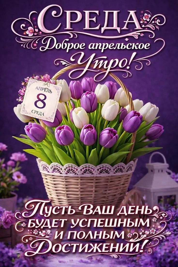 СРЕДА Доброе апрельское Утро! АПРЕЛЬ 8 СРЕДА Пусть Ваш день будет успешным и полным Достижений!