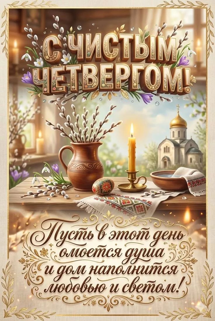 С ЧИСТЫМ ЧЕТВЕРГОМ! Пусть в этот день омоется душа и дом наполнится любовью и светом!