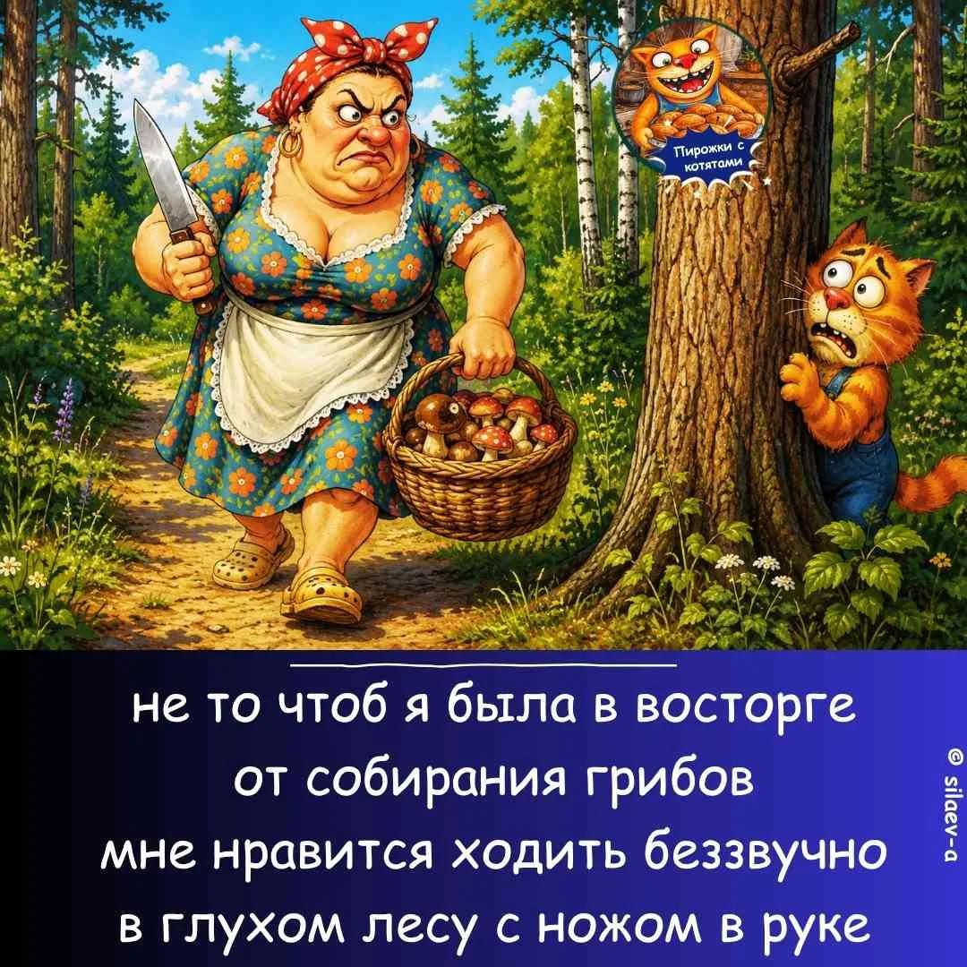 не то чтоб я была в восторге от собирания грибов мне нравится ходить беззвучно в глухом лесу с ножом в руке Пирожки с котятами