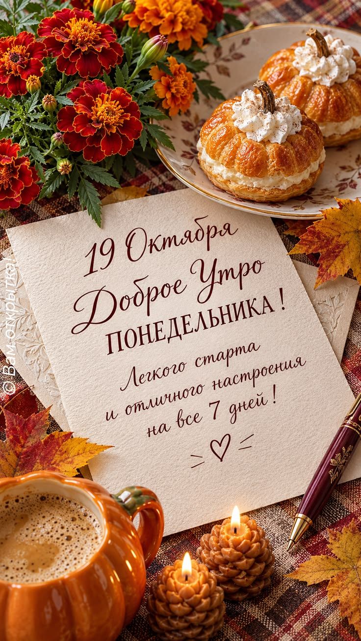 19 Октября Доброе Утро ПОНЕДЕЛЬНИКА! Легкого старта и отличного настроения на все 7 дней!