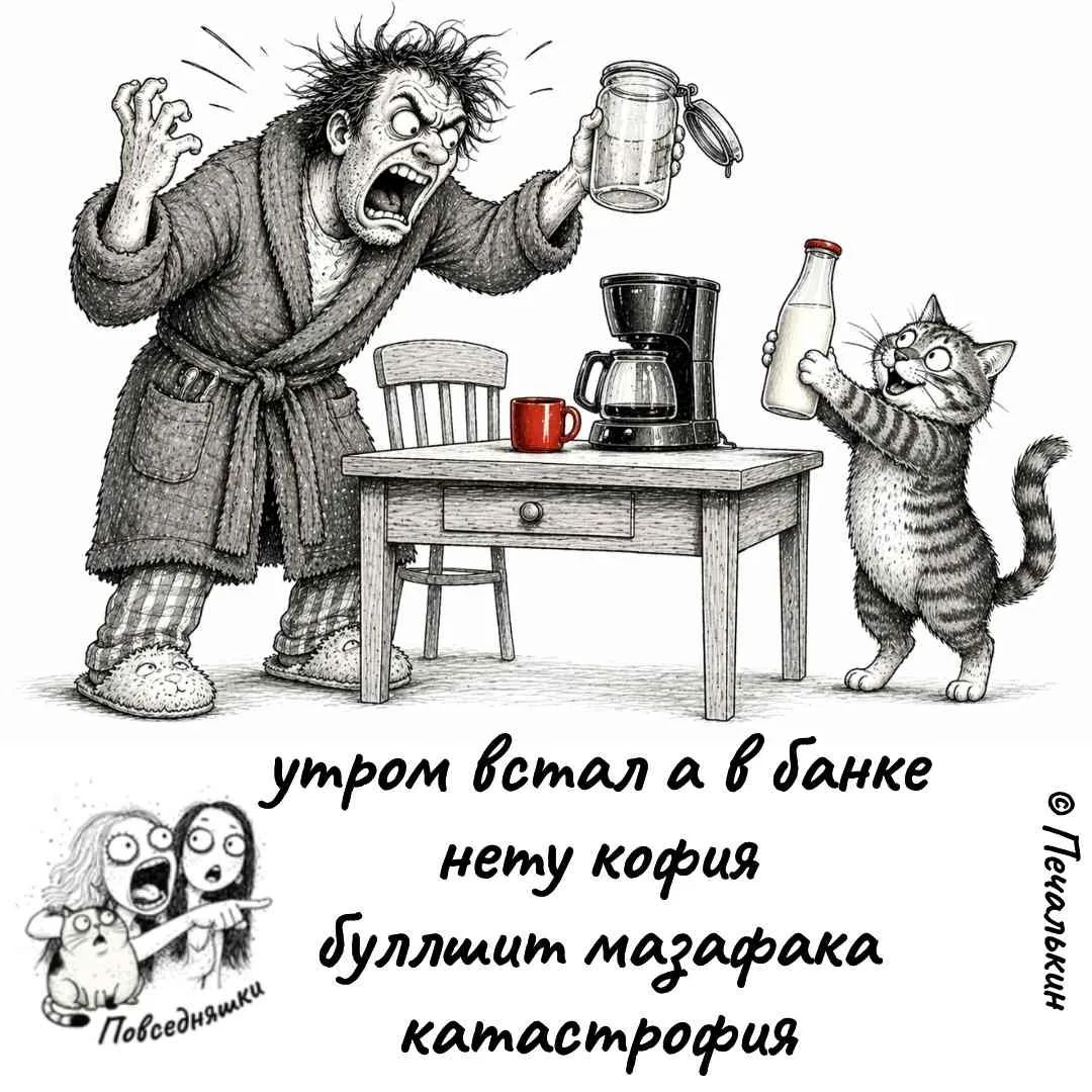 утром встал а в банке нету кофия буллшит мазафака катастрофия