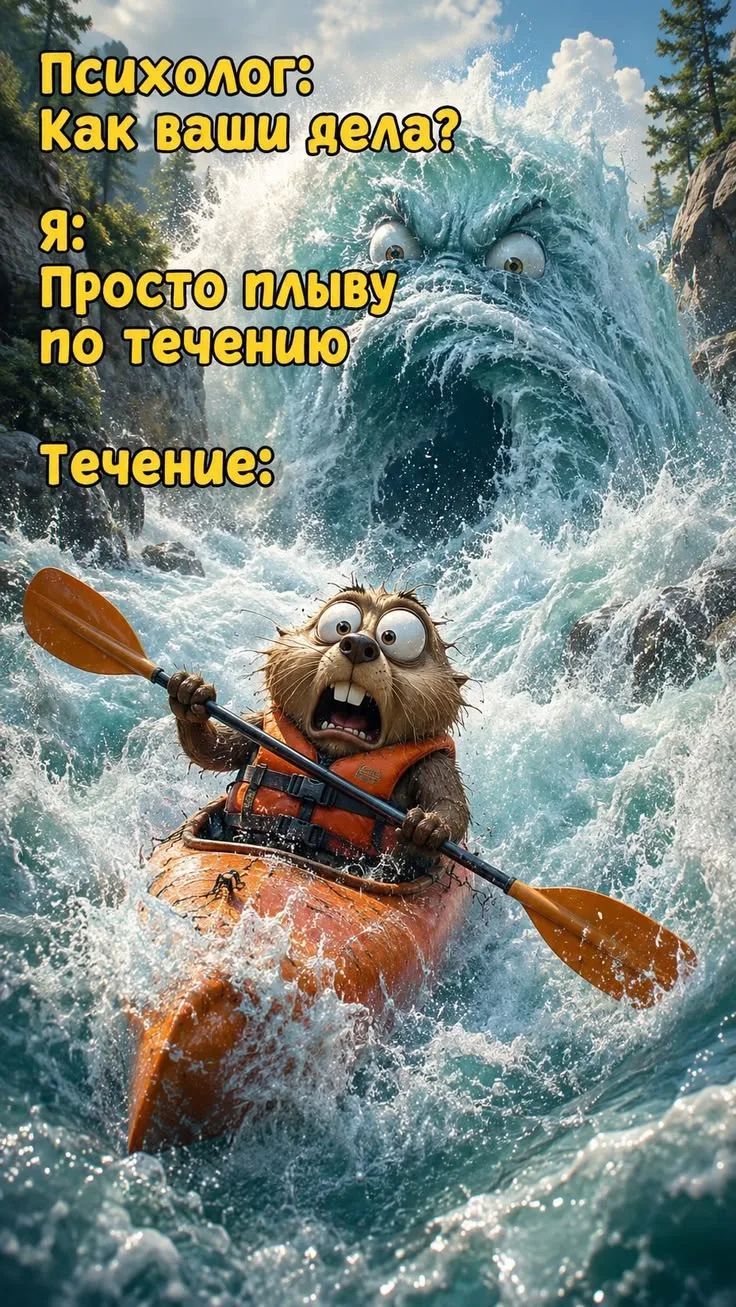 Психолог: как ваши дела? Я: Просто плыву по течению Течение: