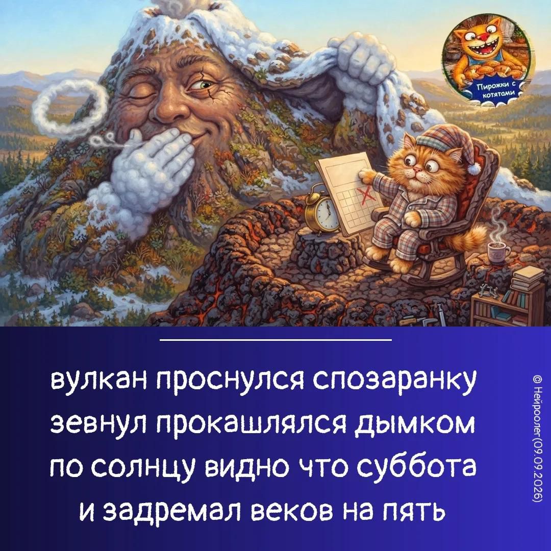 вулкан проснулся спозаранку зевнул прокашлялся дымком по солнцу видно что суббота и задремал веков на пять