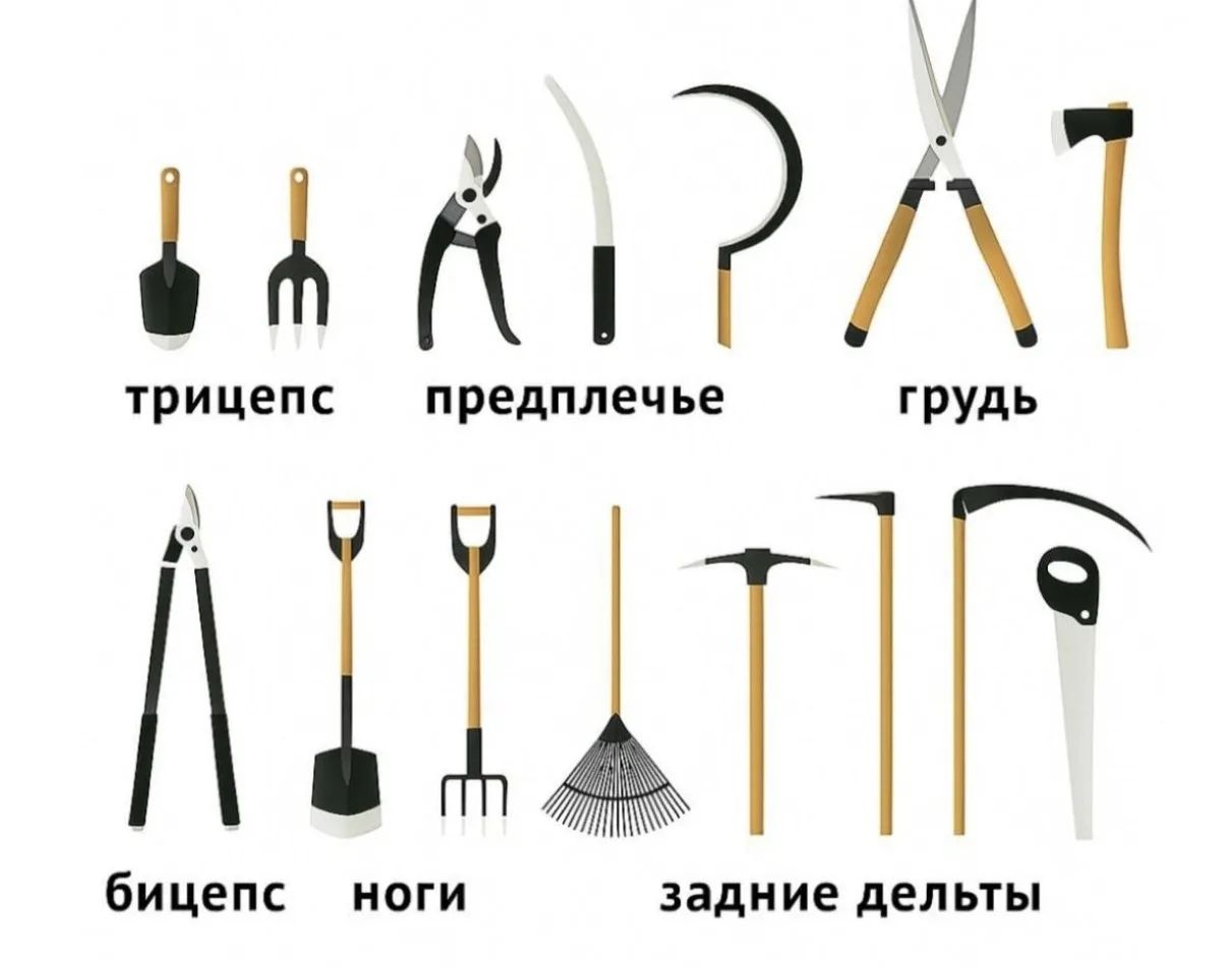 трицепс предплечье грудь бицепс ноги задние дельты