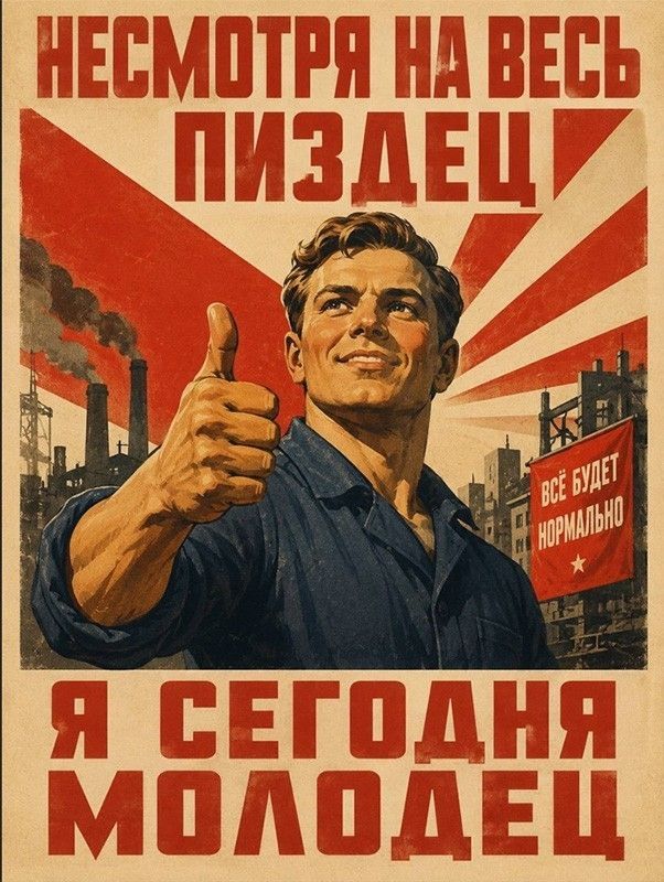 НЕСМОТРЯ НА ВЕСЬ ПИЗДЕЦ Я СЕГОДНЯ МОЛОДЕЦ ВСЁ БУДЕТ НОРМАЛЬНО
