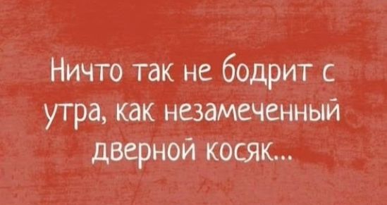 Ничто так не бодрит с утра, как незамеченный дверной косяк...