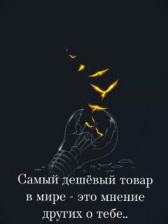 Самый дешёвый товар в мире - это мнение других о тебе..