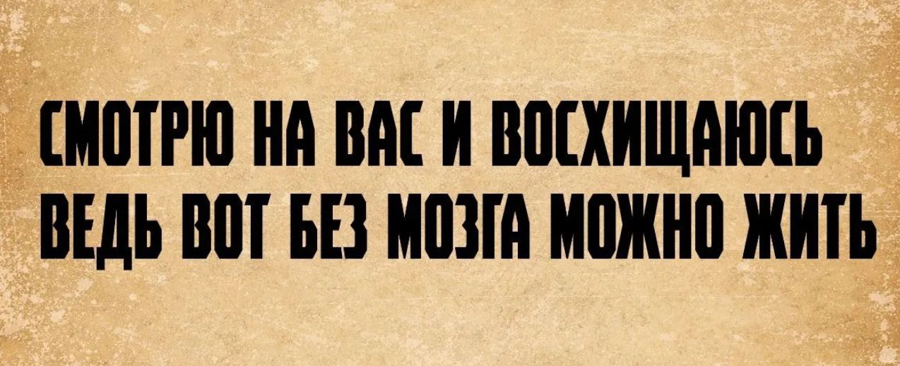 Смотрю на вас и восхищаюсь ведь вот без мозга можно жить