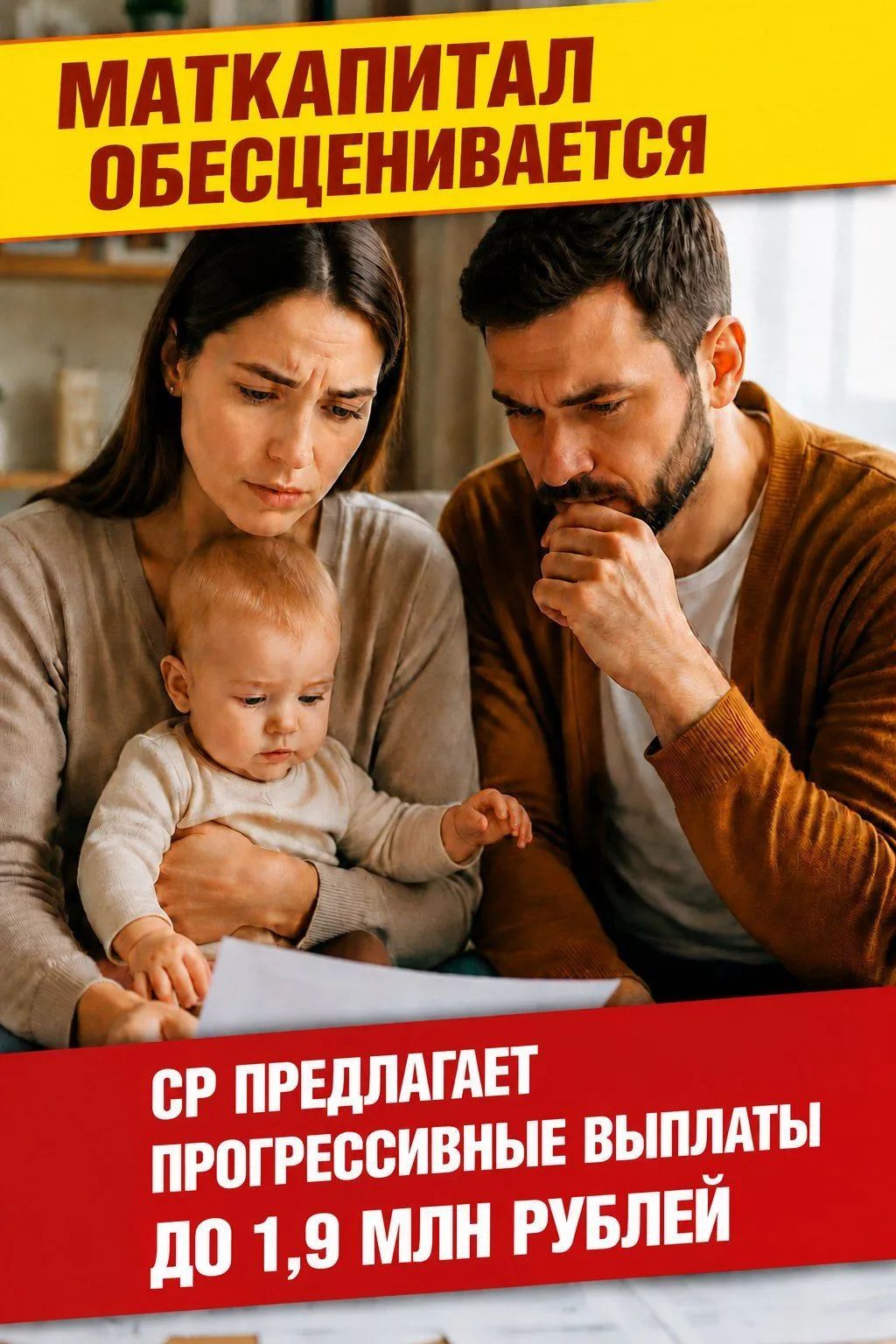 МАТКАПИТАЛ ОБЕСЦЕНИВАЕТСЯ. СР ПРЕДЛАГАЕТ ПРОГРЕССИВНЫЕ ВЫПЛАТЫ ДО 1,9 МЛН РУБЛЕЙ