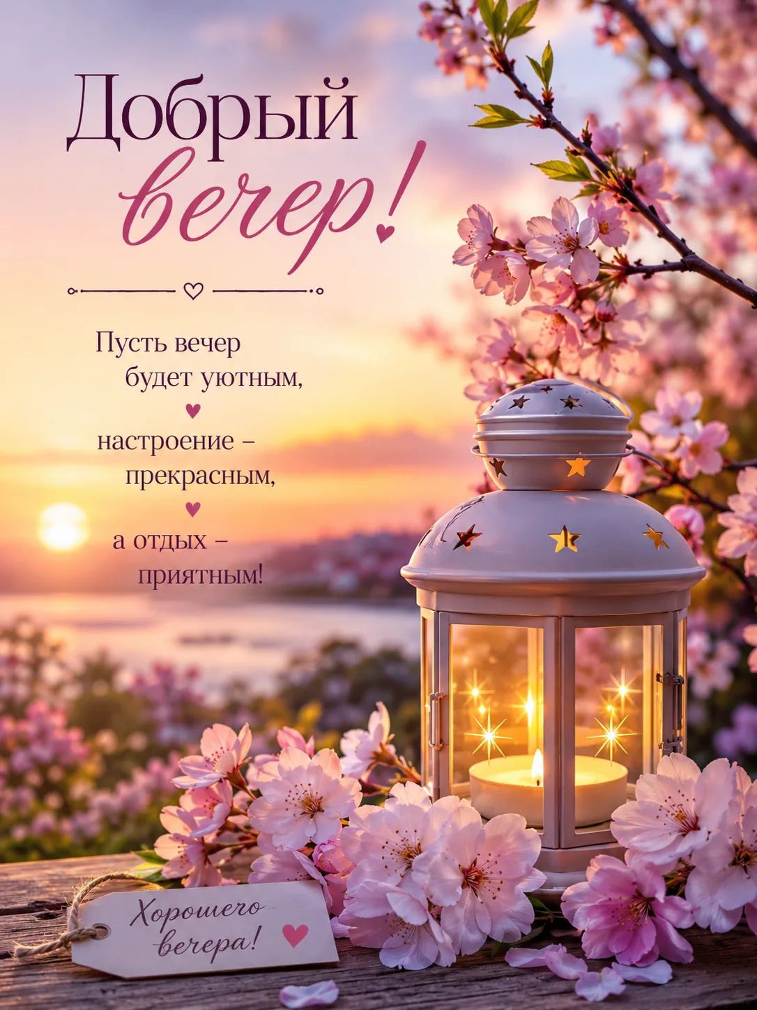 Добрый вечер! Пусть вечер будет уютным, настроение – прекрасным, а отдых – приятным! Хорошего вечера!