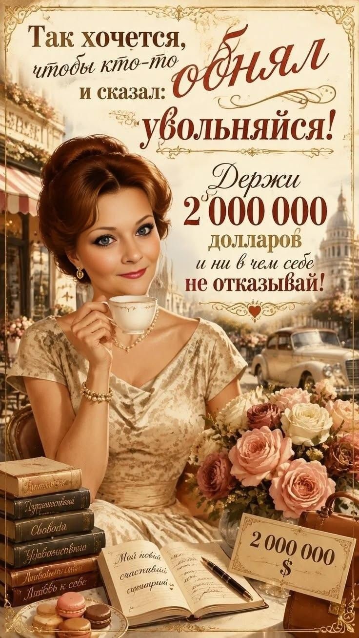 Так хочется, чтобы кто-то обнял и сказал: увольняйся! Держи 2 000 000 долларов и ни в чем себе не отказывай!