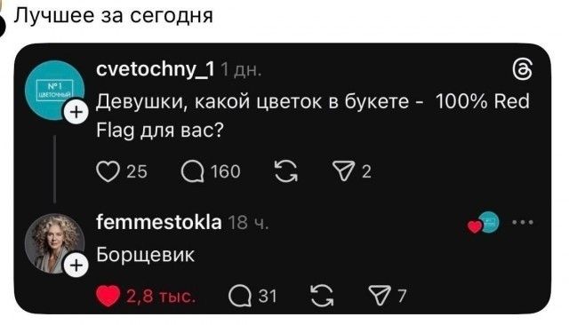 Лучшее за сегодня. Девушки, какой цветок в букете - 100% Red Flag для вас? Борщевик.