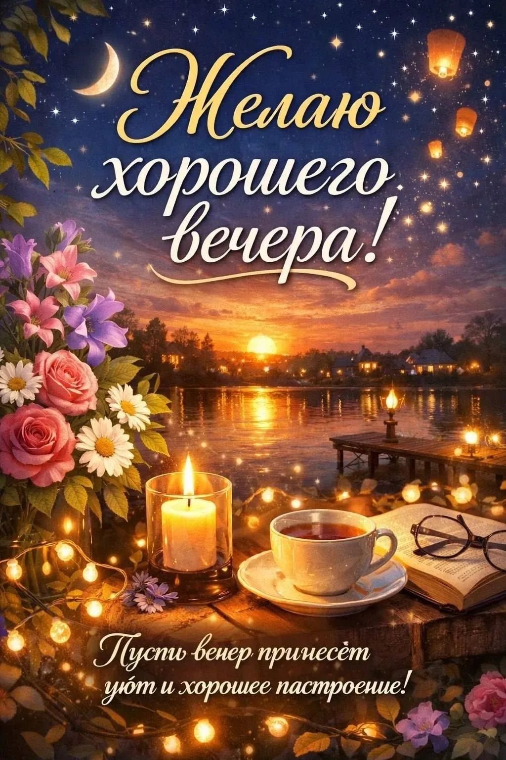Желаю хорошего вечера! Пусть вечер принесёт уют и хорошее настроение!