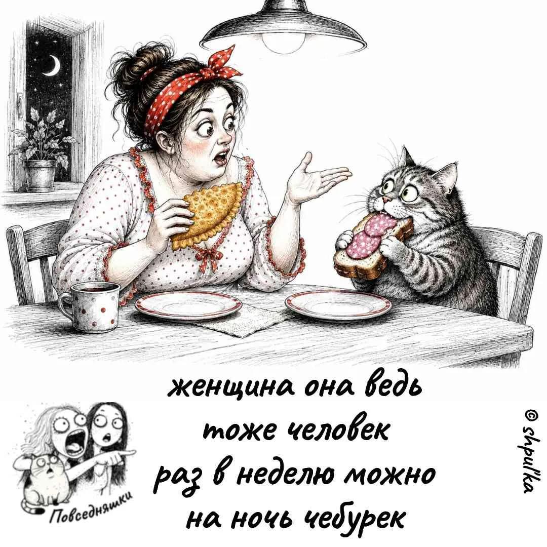 женщина она ведь тоже человек раз в неделю можно на ночь чебурек