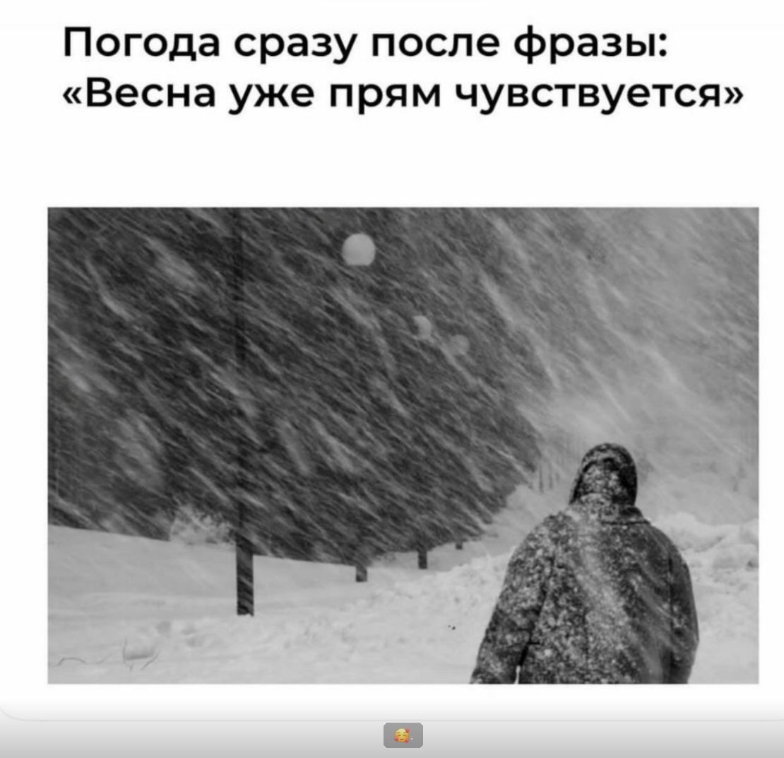 Погода сразу после фразы: «Весна уже прям чувствуется»