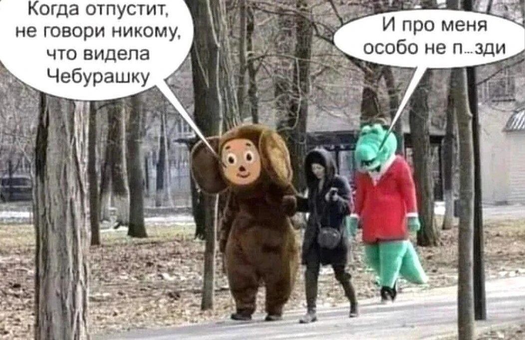 Когда отпустит, не говори никому, что видела Чебурашку. И про меня особо не п...зди