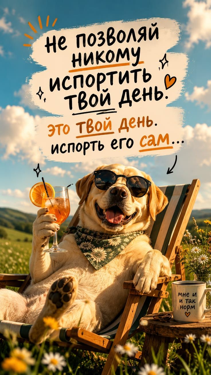 Не позволяй никому испортить твой день. Это твой день. Испорть его сам... мне и и так норм