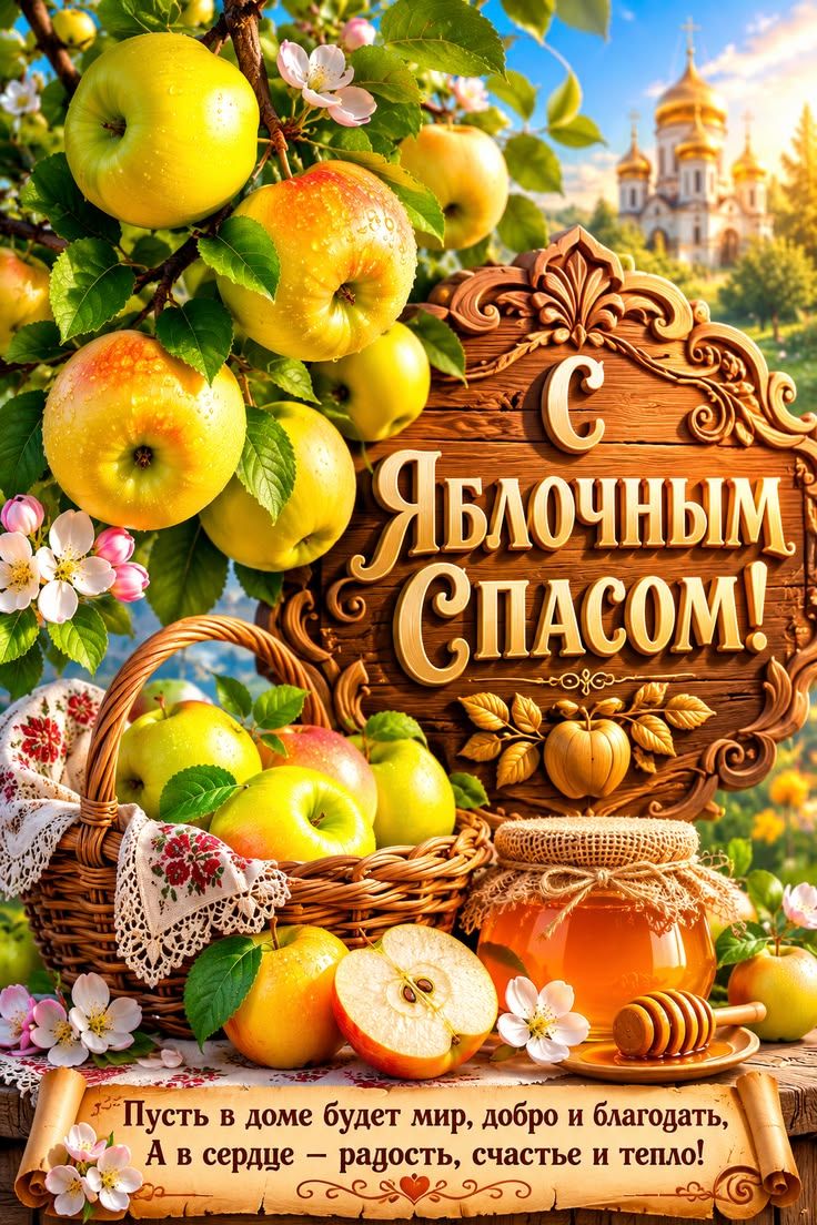 С Яблочным Спасом! Пусть в доме будет мир, добро и благодать, А в сердце — радость, счастье и тепло!
