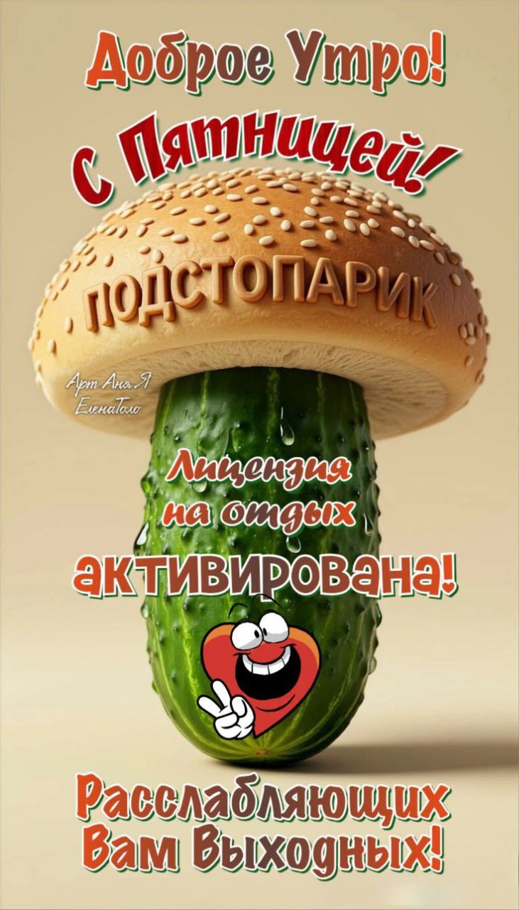 Доброе Утро! С Пятницей! ПОДСТОПАРИК Лицензия на отдых активирована! Расслабляющих Вам Выходных!