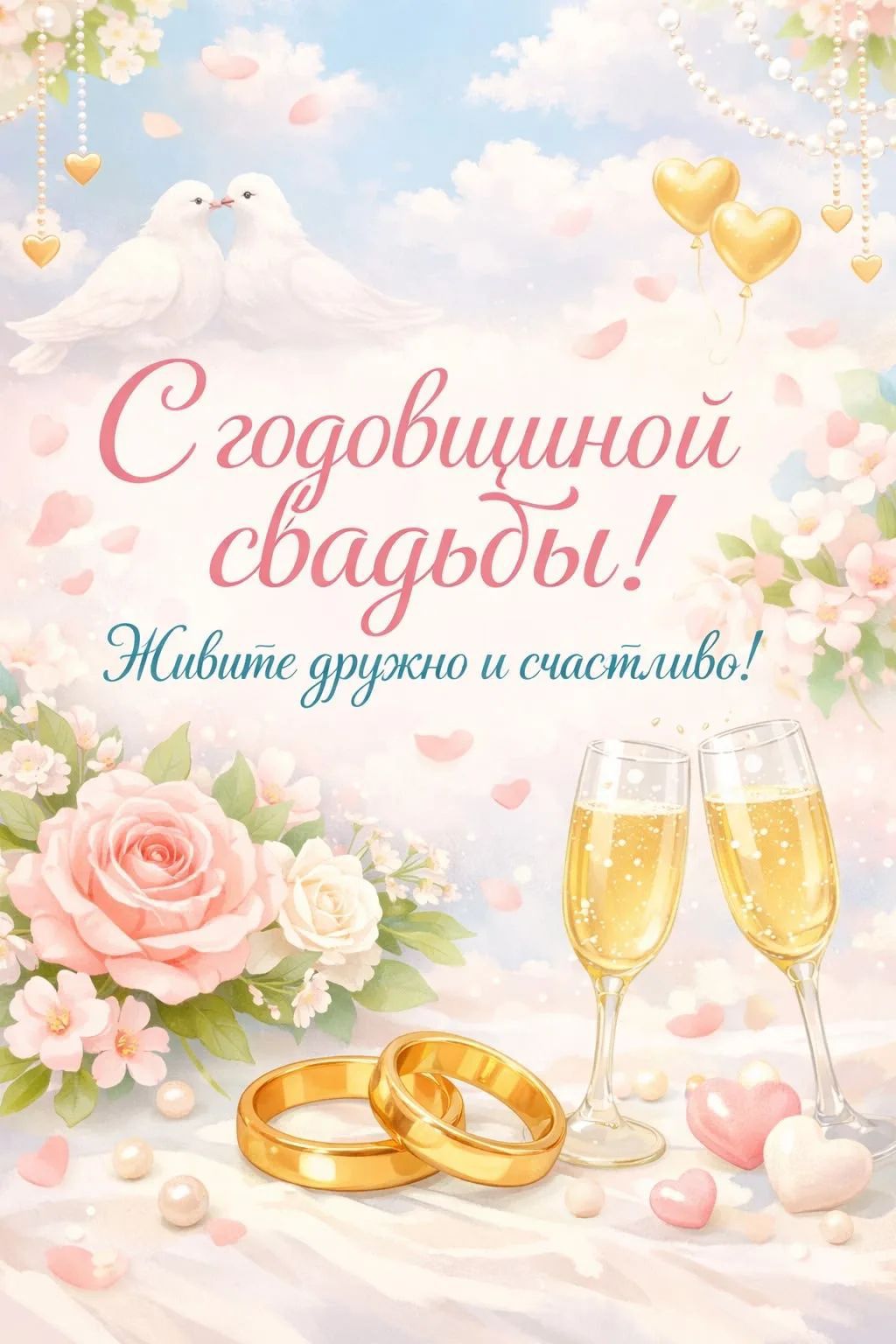 С годовщиной свадьбы! Живите дружно и счастливо!
