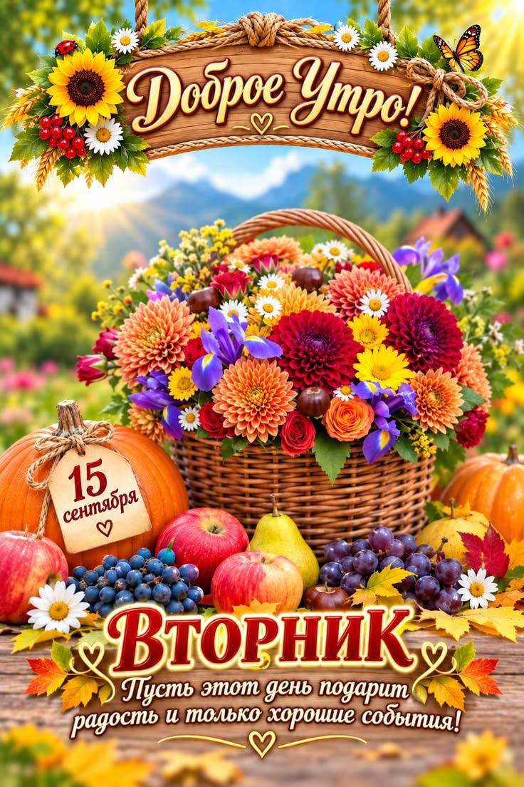 Доброе Утро! 15 сентября Вторник Пусть этот день подарит радость и только хорошие события!