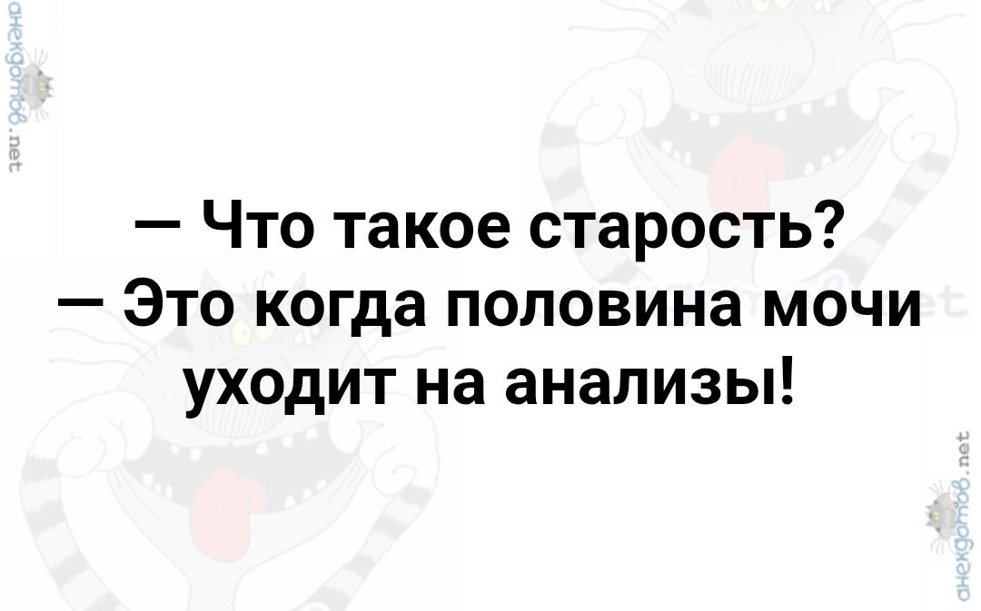 Что такое старость? Это когда половина мочи уходит на анализы!