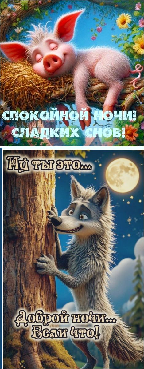 СПОКОЙНОЙ НОЧИ! СЛАДКИХ СНОВ! Ну ты это... Доброй ночи... Если что!