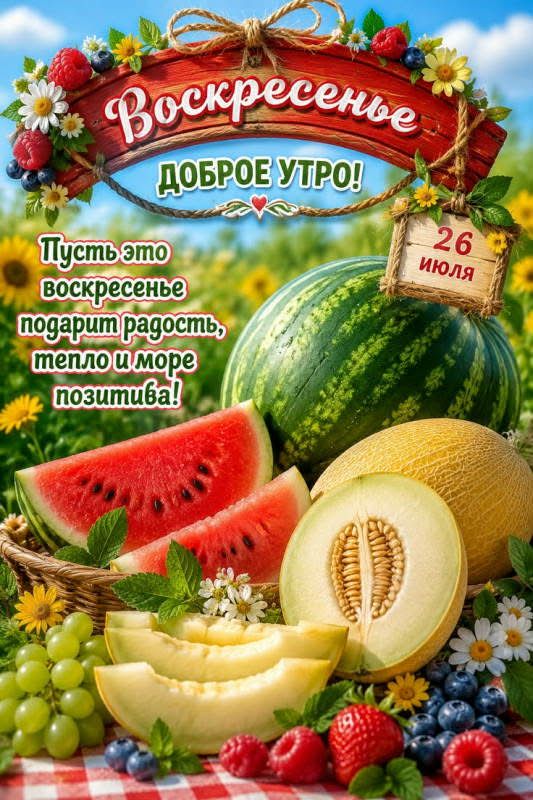 Воскресенье ДОБРОЕ УТРО! 26 июля Пусть это воскресенье подарит радость, тепло и море позитива!
