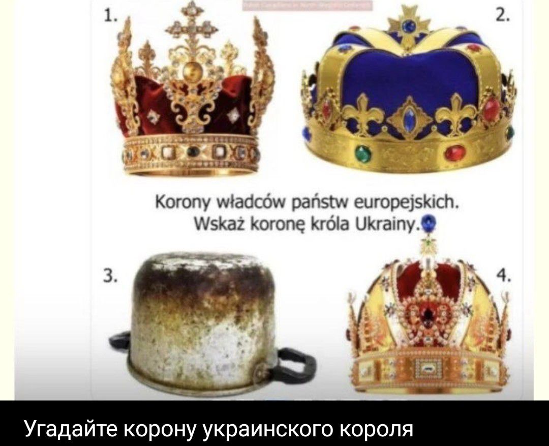 Korony władców państw europejskich. Wskaż koronę króla Ukrainy. Угадайте корону украинского короля