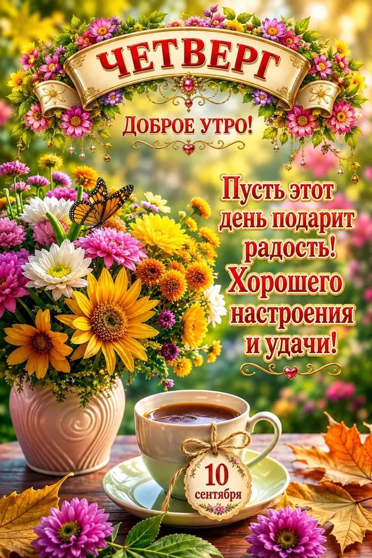Четверг. Доброе утро! Пусть этот день подарит радость! Хорошего настроения и удачи! 10 сентября