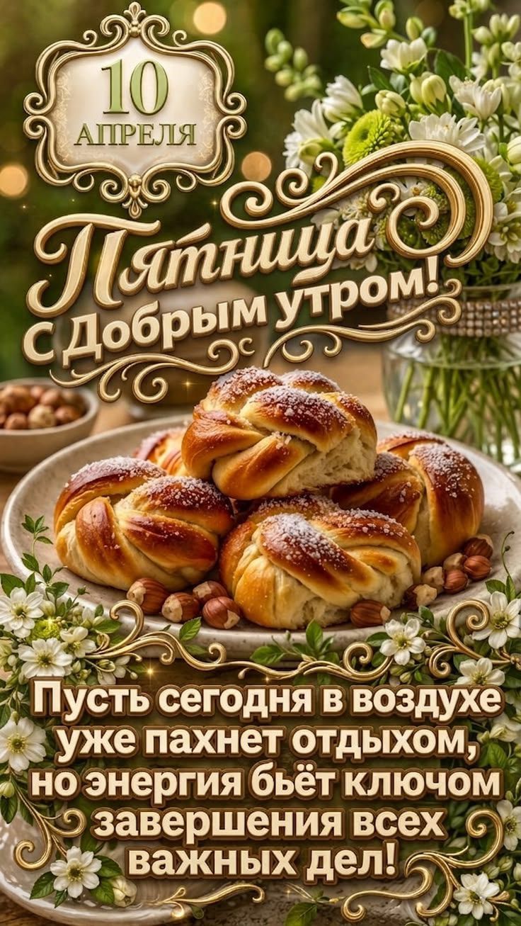 10 АПРЕЛЯ Пятница с добрым утром! Пусть сегодня в воздухе уже пахнет отдыхом, но энергия бьёт ключом завершения всех важных дел!