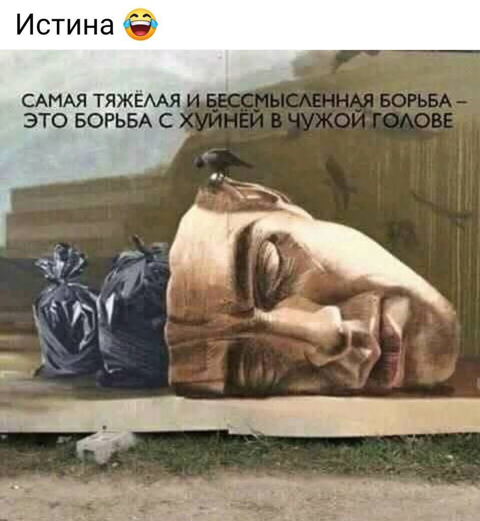 Истина 😂 САМАЯ ТЯЖЁЛАЯ И БЕССМЫСЛЕННАЯ БОРЬБА – ЭТО БОРЬБА С ХУЙНЁЙ В ЧУЖОЙ ГОЛОВЕ