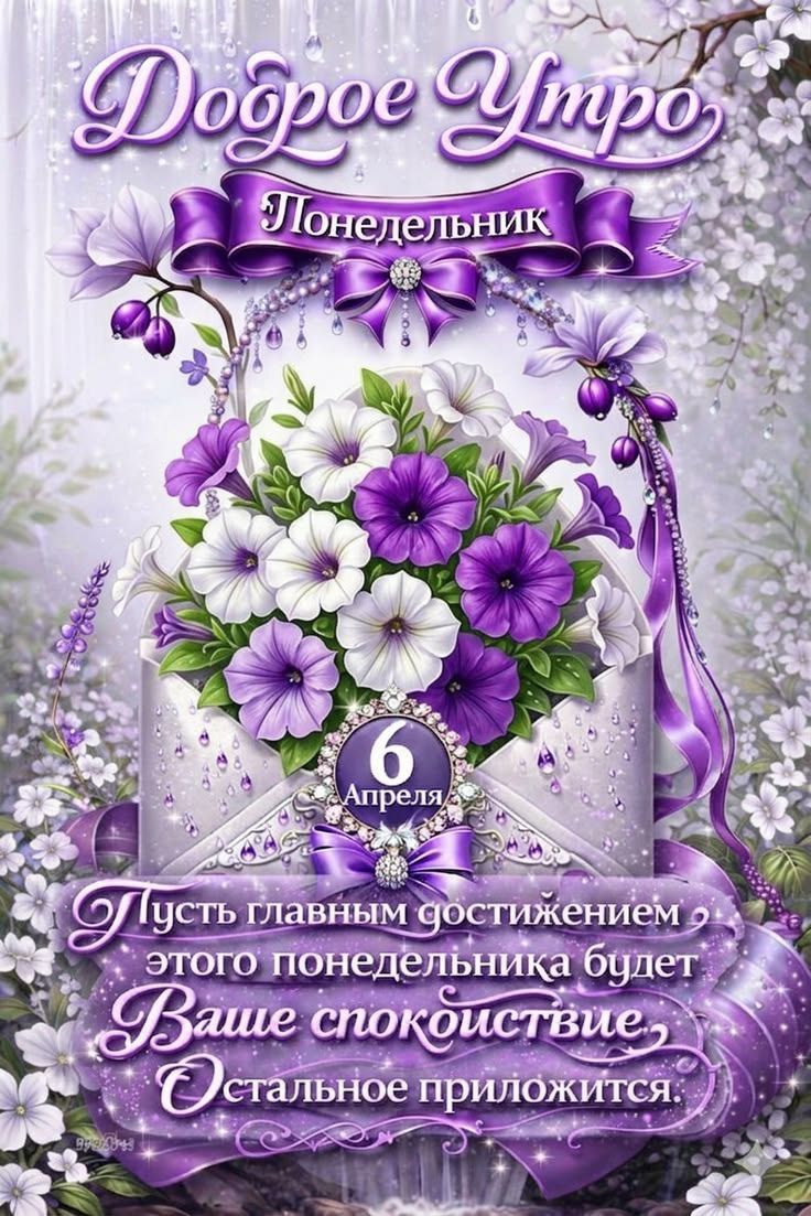 Доброе Утро Понедельник 6 Апреля Пусть главным достижением этого понедельника будет Ваше спокойствие, Остальное приложится.