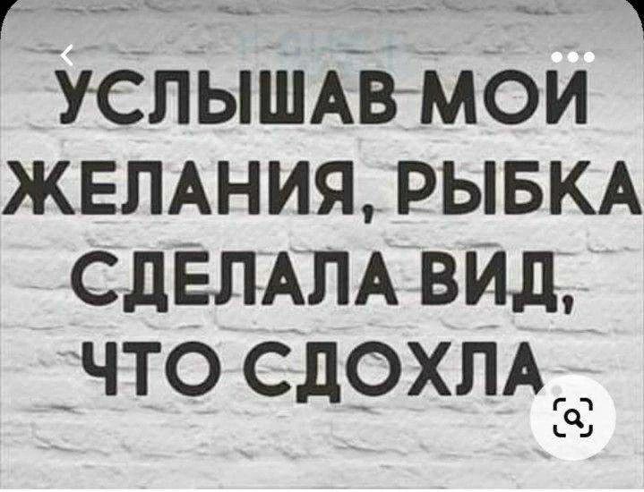 УСЛЫШАВ МОИ ЖЕЛАНИЯ, РЫБКА СДЕЛАЛА ВИД, ЧТО СДОХЛА.